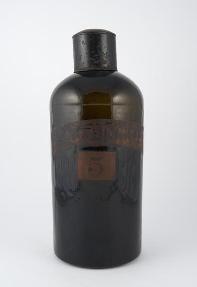 English glass pharmacy bottle, 19th century