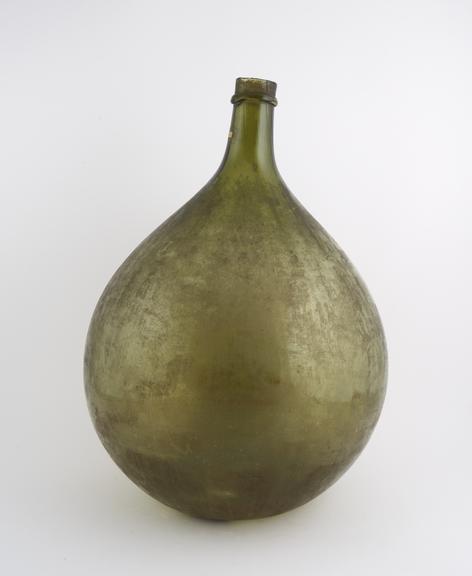 Carboy, glass, light green, English, 18th century