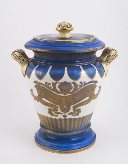 Tamarind storage jar, ornate gilt porcelain