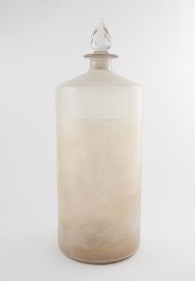 Glass display bottle, cylindrical