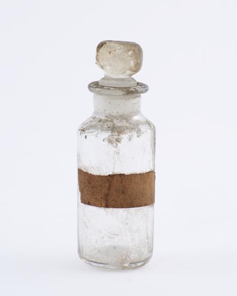 Small bottle, clear glass, empty, English, 1840-1900