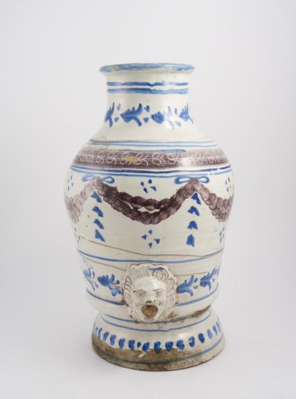 Spanish glazed pharmacy vase, 17th-18th century