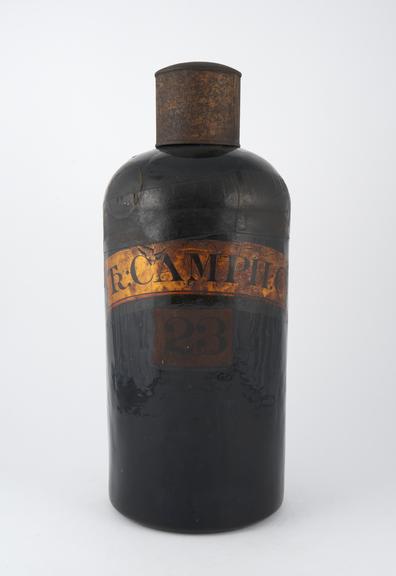 English glass pharmacy bottle, 19th century