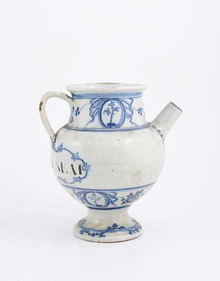 Italian syrup jug, C18 blue and white from Liguria