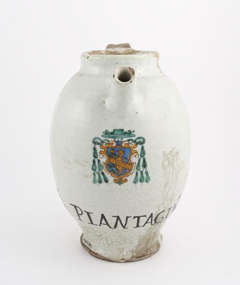 Ceramic jug inscribed, probably Italian, 1551-1800