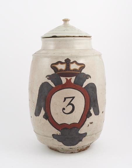 Tin-glazed earthenware drug jar