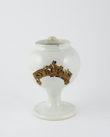 Pearlware syrup jar, English, 1770-1825