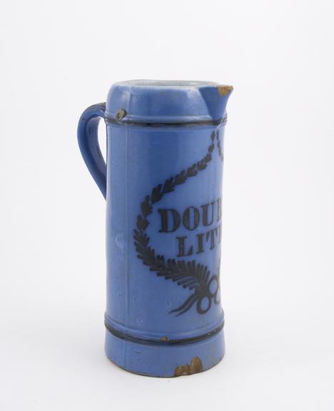 Earthenware pharmacy measuring jug, French, 1801-1880