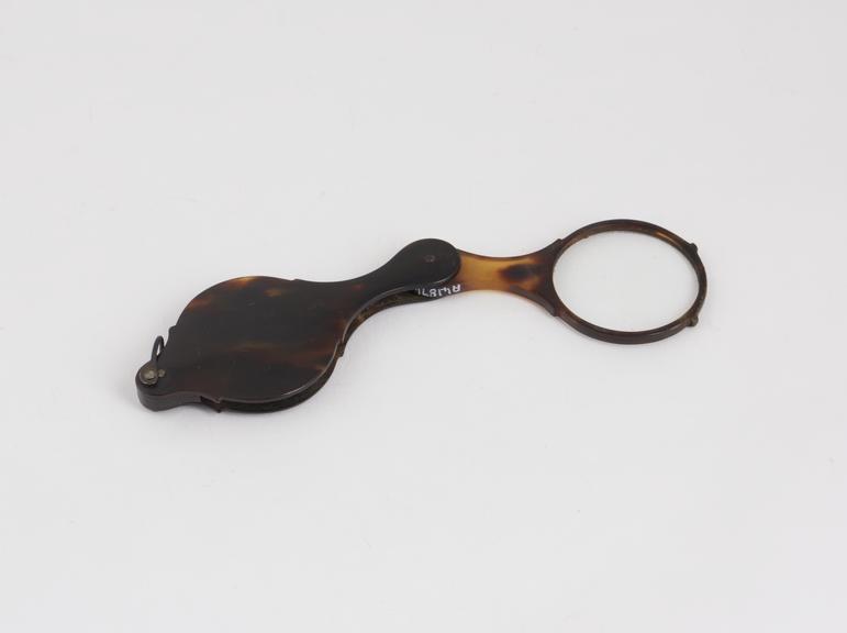 Lorgnon spectacles, hand and folding, tortoiseshell, English