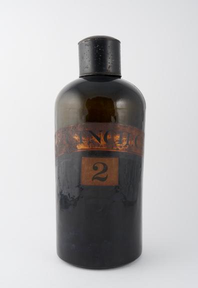 English glass pharmacy bottle, 19th century