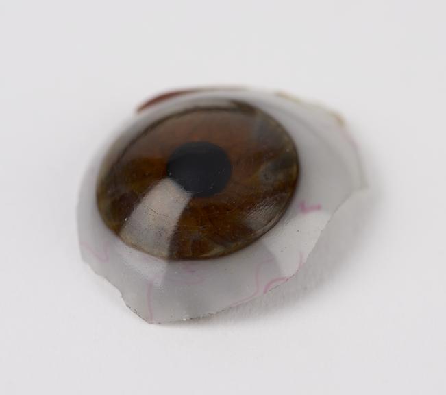 White glass artificial eye, broken, English (?) 1901-1950