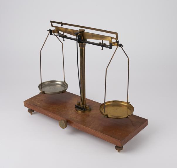 Balance, brass and wood, probably British