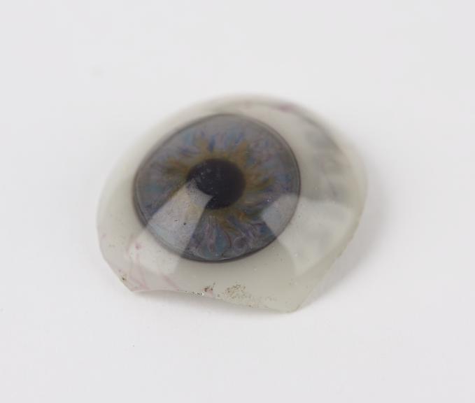 White glass artificial eye, broken, English (?) 1901-1950