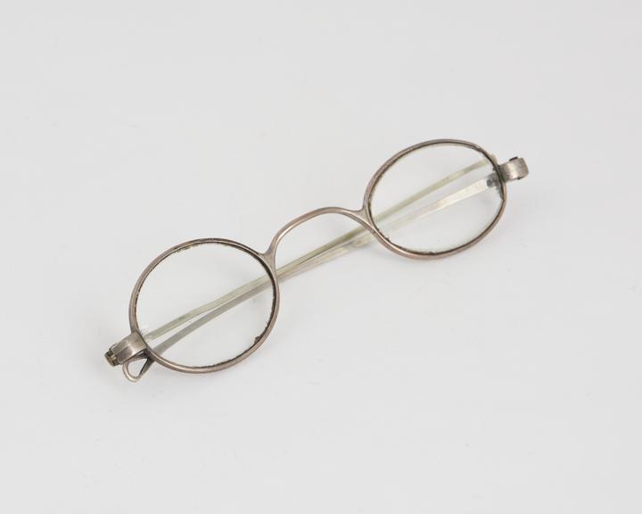 Straight spectacles, silver wire, hallmarked, M.H