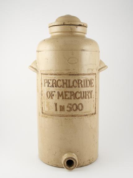 Pharmacy jar, for storage of mercury perchloride solution