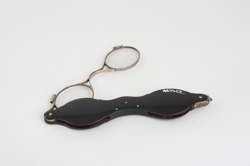 Hand folding spectacles, tortoiseshell and silver, European