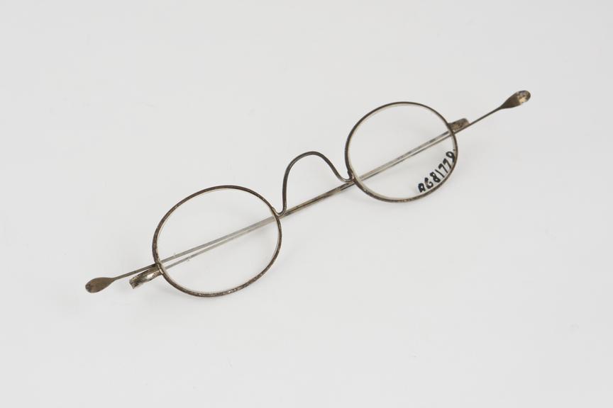 Spectacles, straight, steel wire, English, 1830-1900