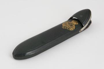 Green leather frog mouth spectacle case