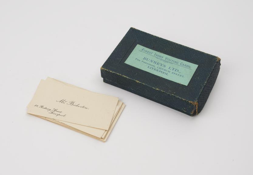 Box of visiting cards of Thomas H. Bickerton, by Bunneys Ltd