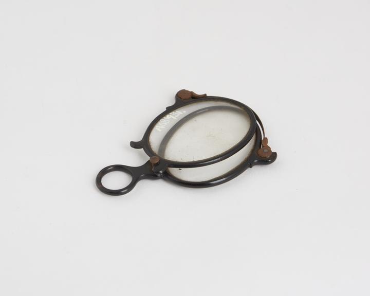 Hand, folding spectacles, tortoiseshell and metal, English