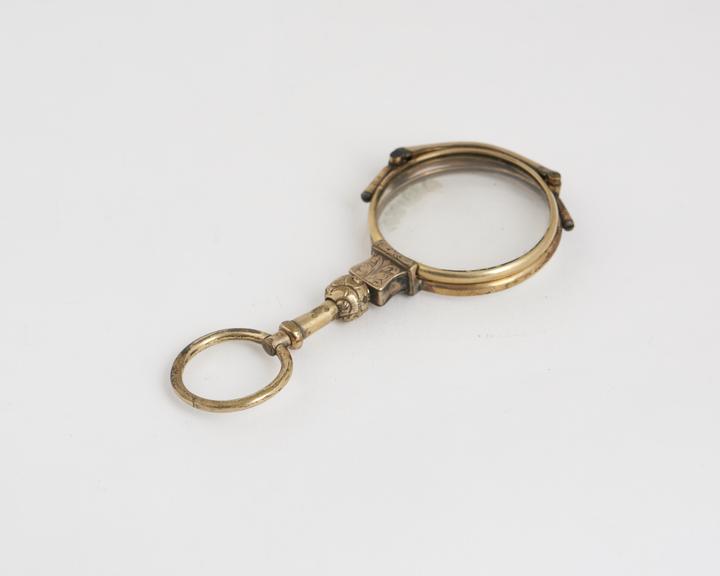 Hand folding spectacles, gilt metal, English, 1801-1900