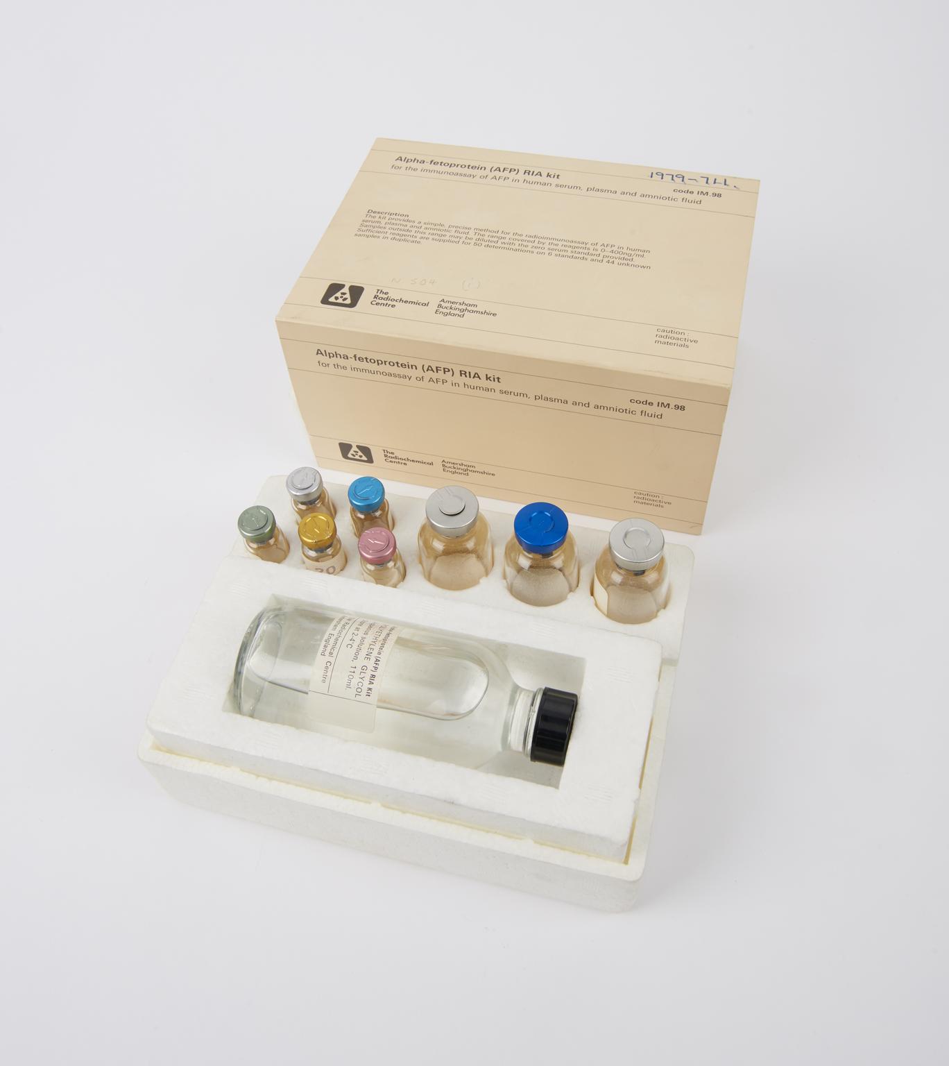 Alpha-fetoprotein (AFP) test, made by The Radiochemical Centre, 1979 ...