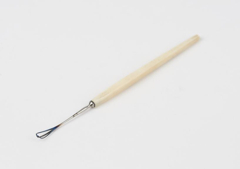 Ophthalmic curette(?), steel and ivory, by Luer, French