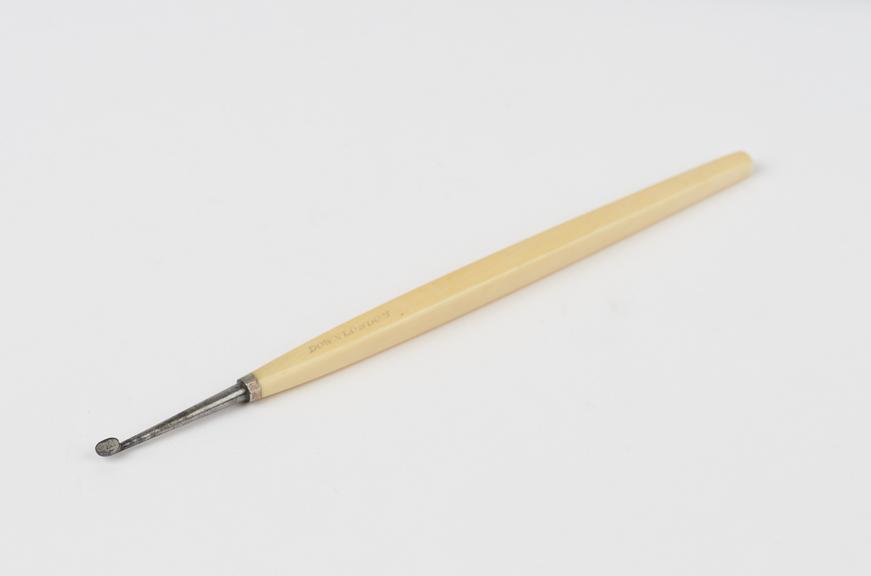 Ophthalmic curette, steel and ivory, by Down of London