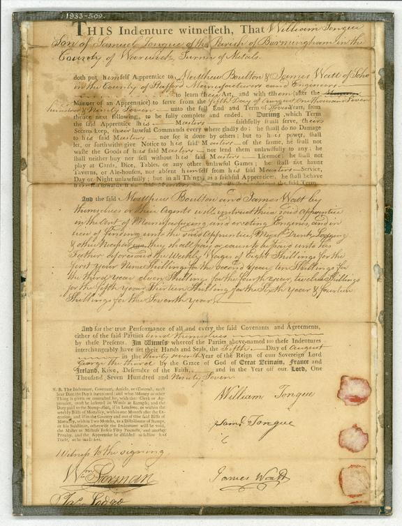 Original Indenture between William Tongue and Messrs