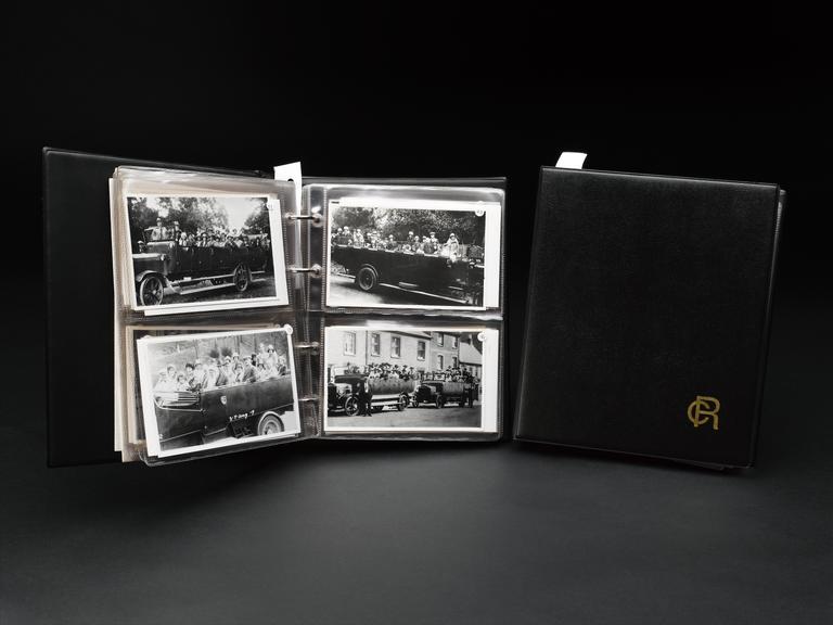 Albums (2) containing 180 black and white copy photographs of charabancs and single-deck buses