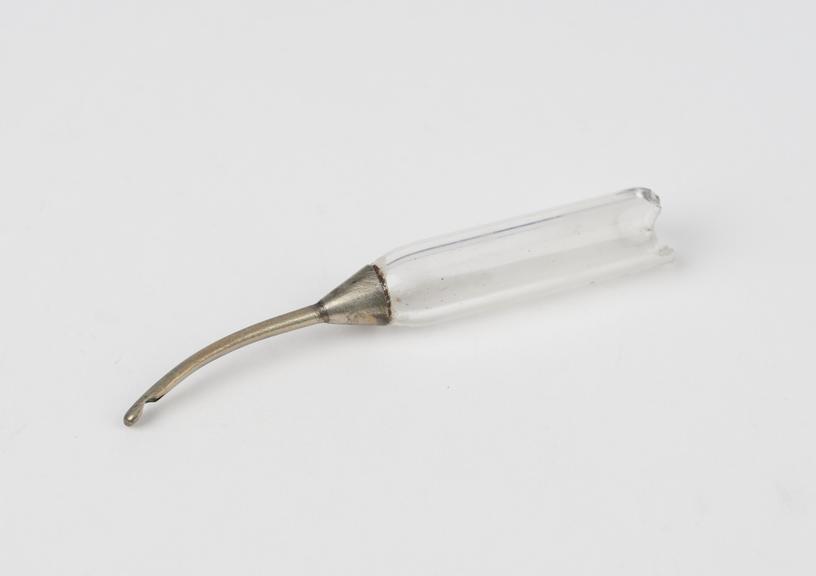 Suction curette, steel and glass, broken head only, 1880-1920