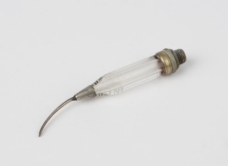 Suction curette, steel and glass, head only, 1880-1920