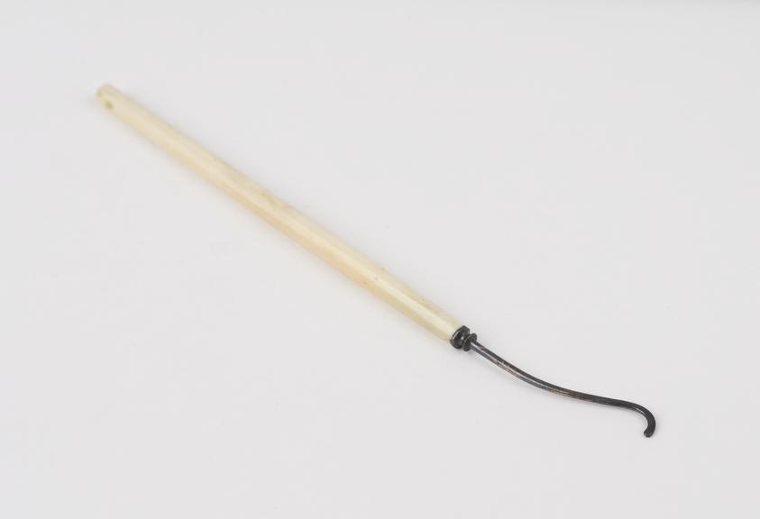 Strabismus hook with ivory handle, possibly English