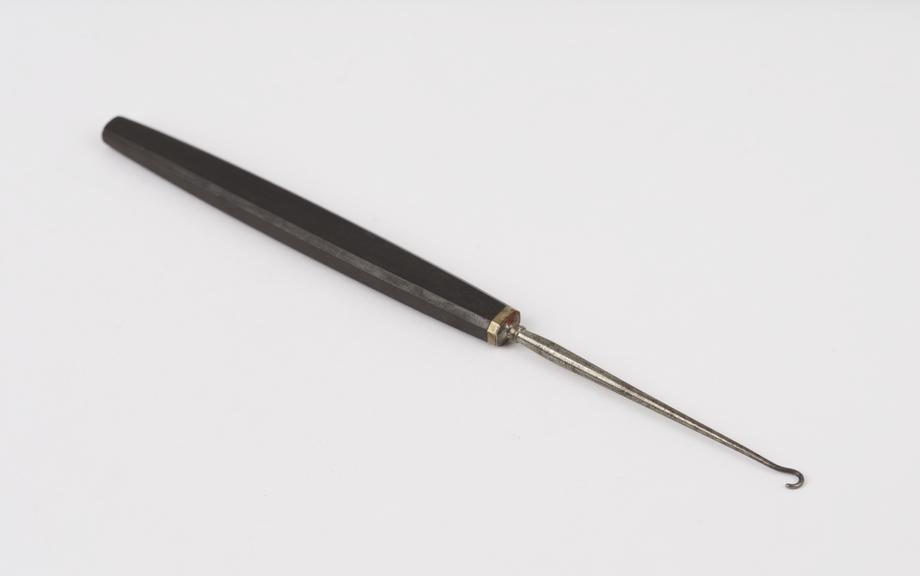 Ophthalmic hook, steel and ebony, French, 19th century