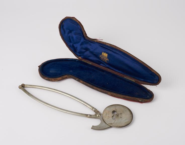 Caliper, metal, in velvet case, by Elliott Brothers, 56 Strand