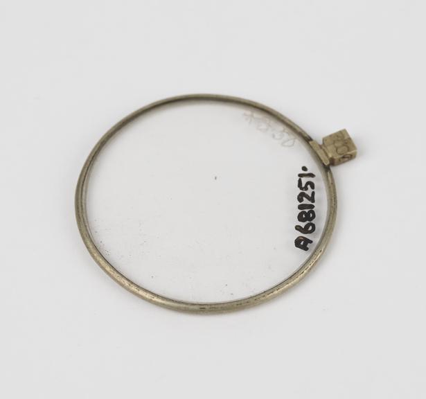 Trial lens, +3.50 D, white metal frame, English, 1870-1930