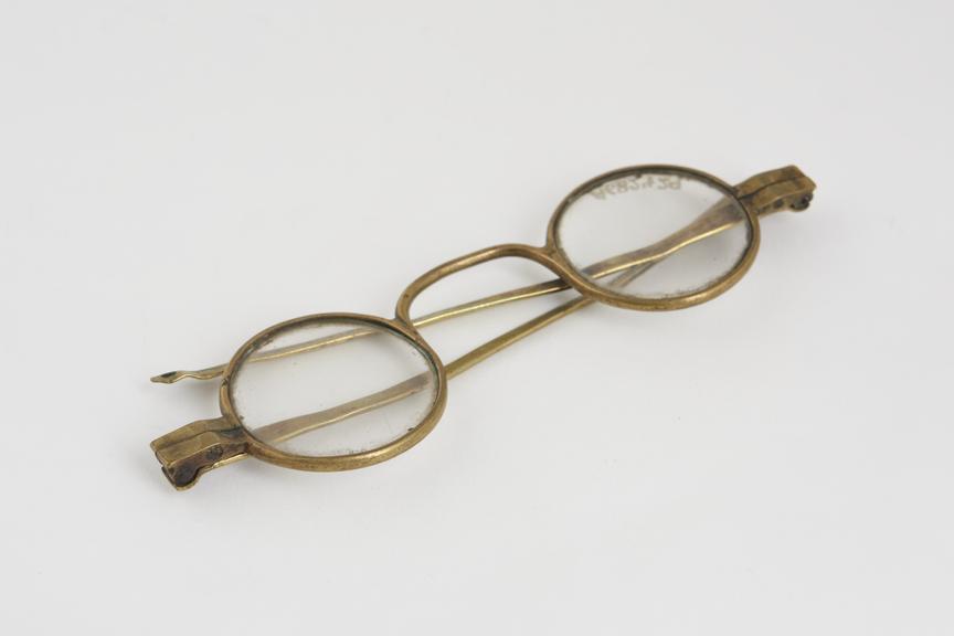 Straight spectacles, brass, cord holes at end, English