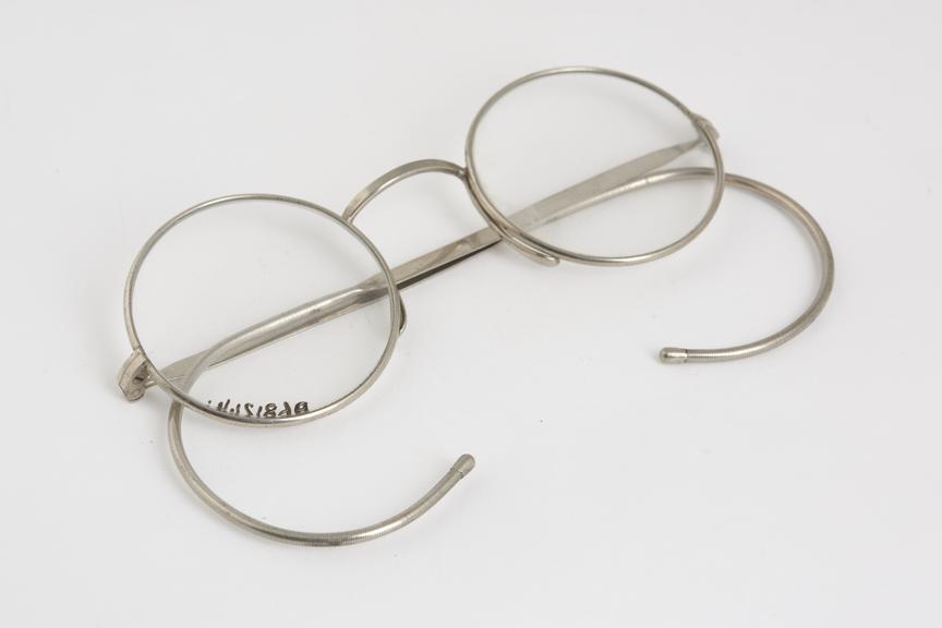 Coil spring spectacles, nickel plated, issued to British Army