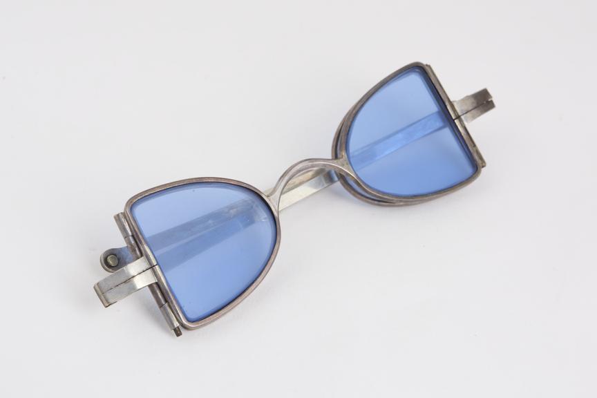 Turn pin sunglasses, double lenses, silver frames, signed IJ