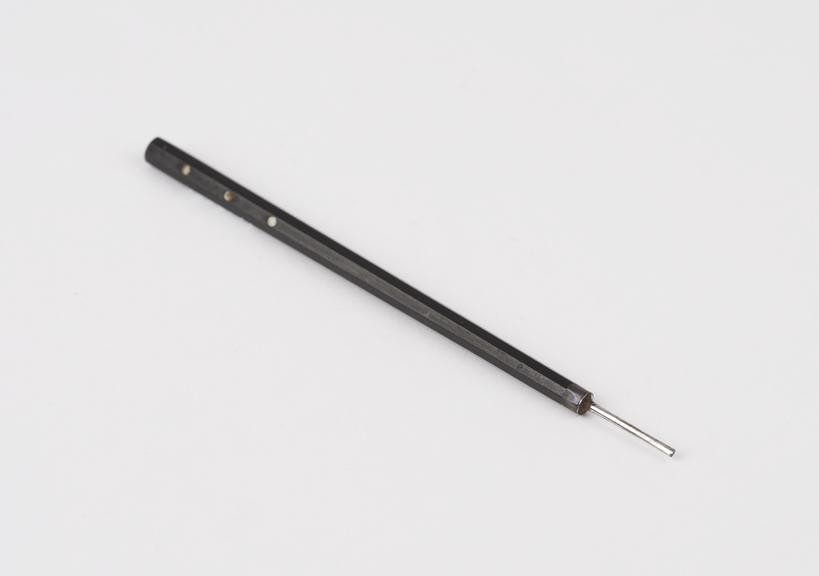 Ophthalmic instrument, steel with ebony handle, broken tip