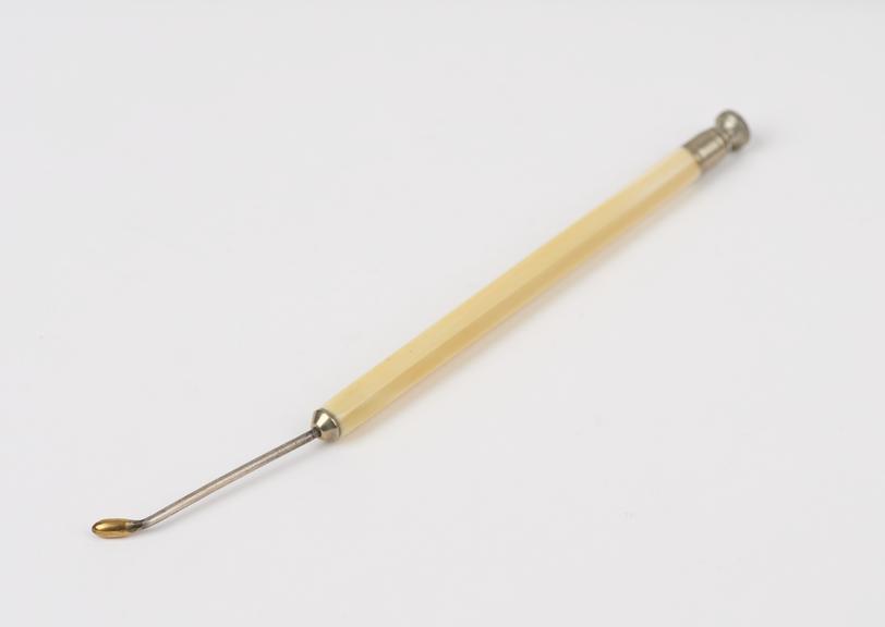 Ophthalmic probe, steel and ivory, 1880-1920