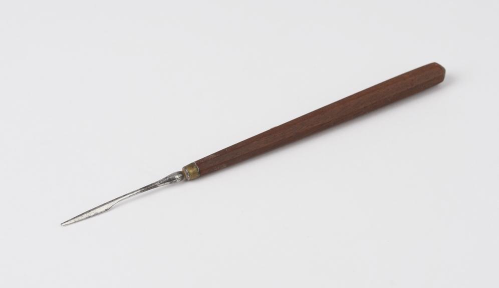 Ophthalmic knife with wooden handle, possibly 19th century