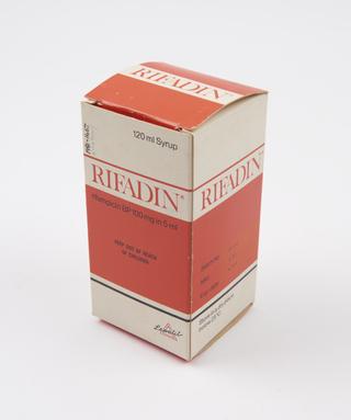 Box for 120ml bottle of Rifadin rifampicin syrup