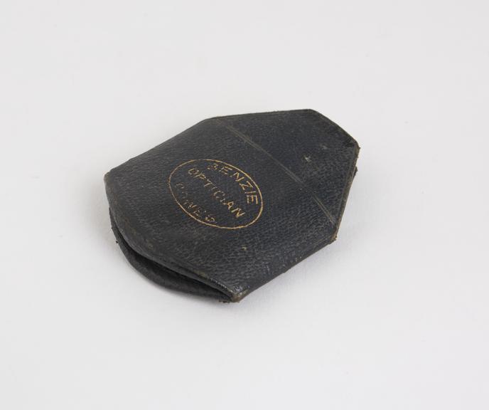 Open end spectacle case, folding spectacles, leather