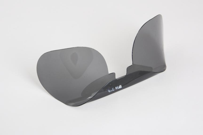 Plastic clip-on eye-shade, no maker, USA, 1965-1975