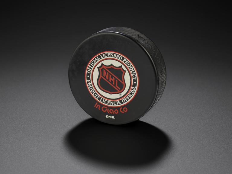 Hockey puck with Chicago Blackhawks emblem