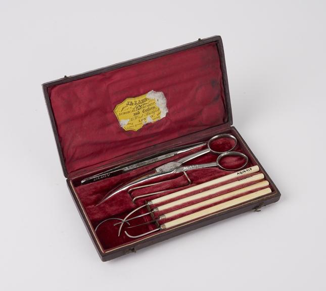 Ophthalmic instrument set, cased, by J. and J