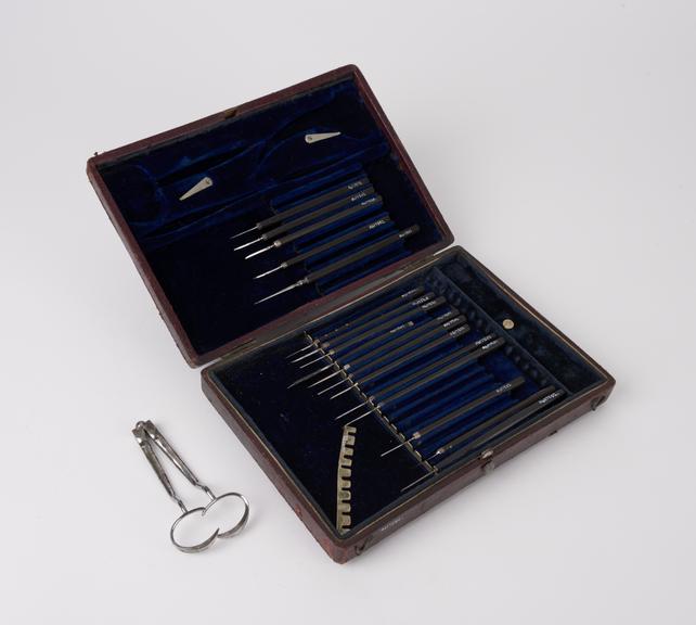 Ophthalmic instrument set, possibly English, 19th century