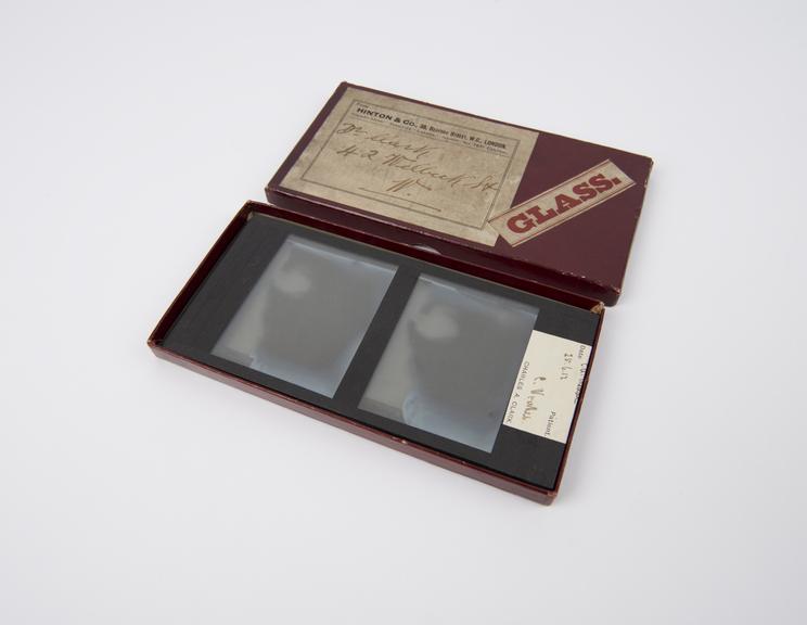 Box containing four x-ray negatives each with two frames