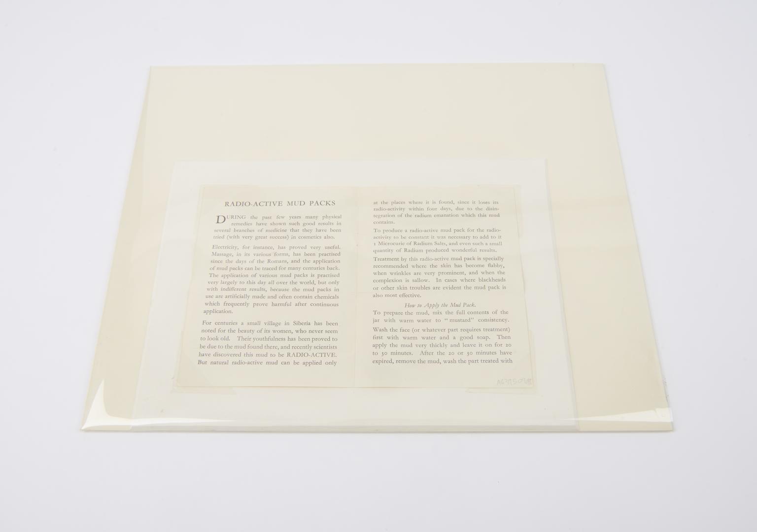 Leaflet for Radium-Vita Mud Pack